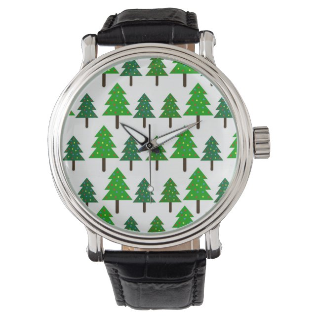 Groene en witte kerstbomen horloge (Voorkant)