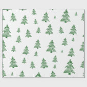 Groene en witte kerstboom afdrukken cadeaupapier (Vlak)