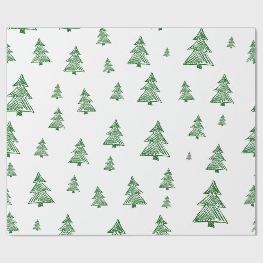 Groene en witte kerstboom afdrukken cadeaupapier (Vlak)