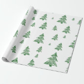 Groene en witte kerstboom afdrukken cadeaupapier (Uitgerold)