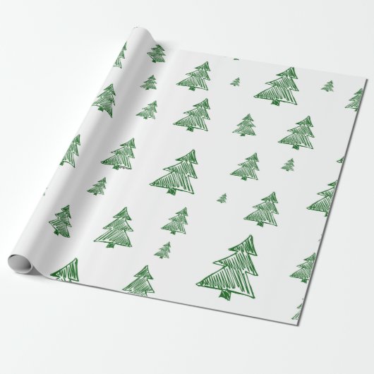 Groene en witte kerstboom afdrukken cadeaupapier (Uitgerold)