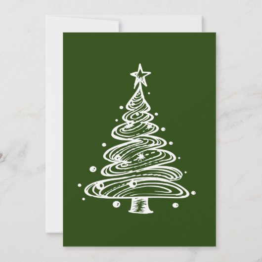 Groene en witte kerstboom feest kaart (Achterkant)