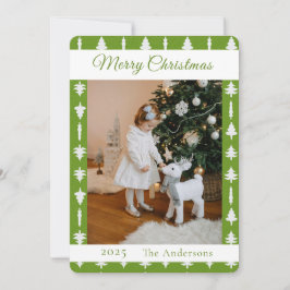 Groene en witte kerstboom foto  feestdagenkaart