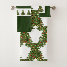Groene en witte kerstboom handdoekenset bad handdoek