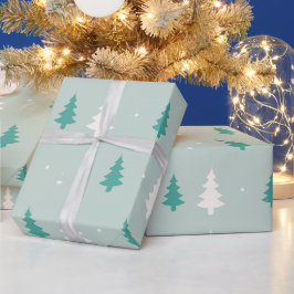 Groene en witte kerstboom Moderne kerst Cadeaupapier