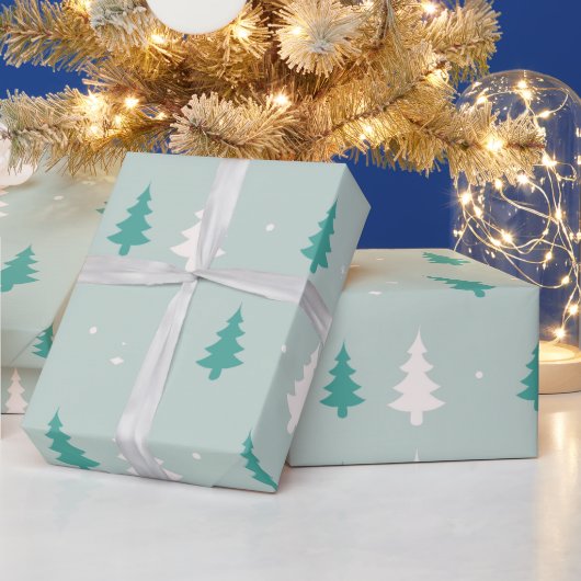 Groene en witte kerstboom Moderne kerst Cadeaupapier (Feestdagen)