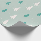Groene en witte kerstboom Moderne kerst Cadeaupapier (Hoek)