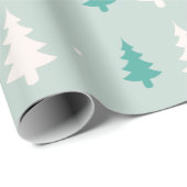 Groene en witte kerstboom Moderne kerst Cadeaupapier (Rol Hoek)