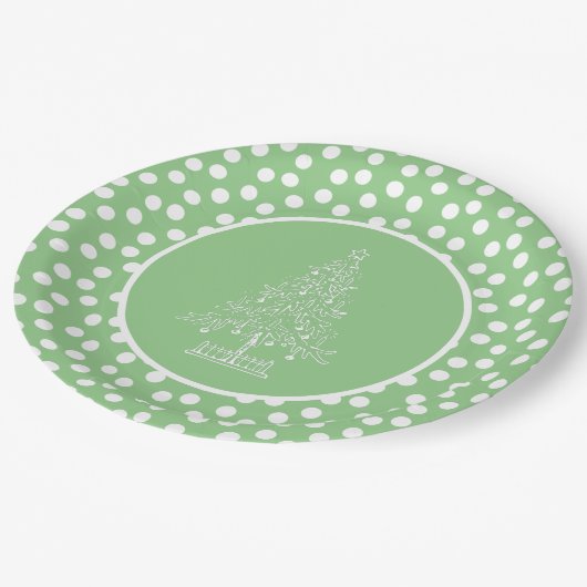 Groene en witte kerstboom papieren bordje (Gekanteld)