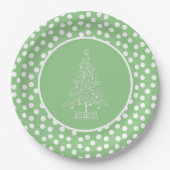 Groene en witte kerstboom papieren bordje (Voorkant)