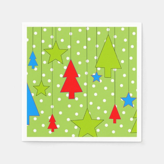 Groene en witte kerstboom servet (Voorkant)