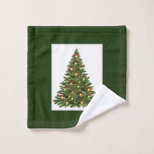Groene en witte kerstboomhanddoekset bad handdoek (Wasdoekje)