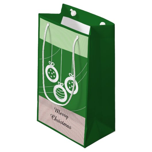 Groene en witte kerstdecoraties klein cadeauzakje (Voorkant Gekanteld)