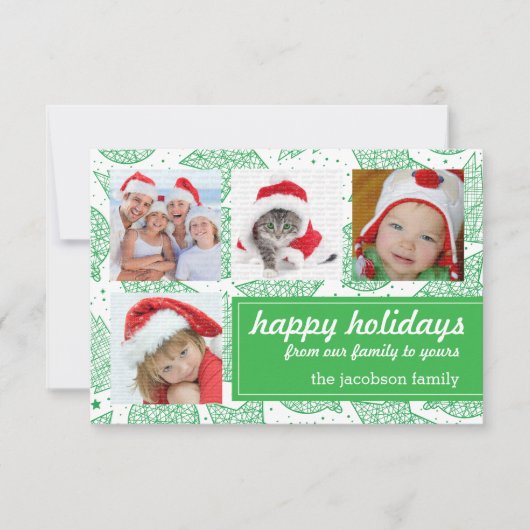 Groene en witte kerstfeestdag fotokaarten kaart (Voorkant)