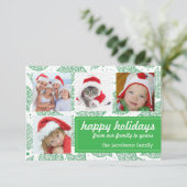Groene en witte kerstfeestdag fotokaarten kaart (Staand voorkant)