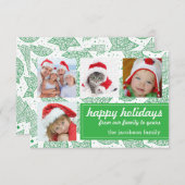 Groene en witte kerstfeestdag fotokaarten kaart (Voorkant / Achterkant)