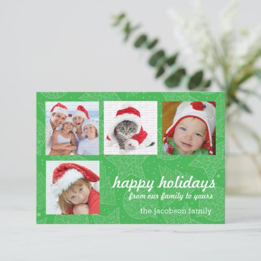 Groene en witte kerstfeestdag fotokaarten kaart (Staand voorkant)