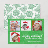 Groene en witte kerstfeestdag fotokaarten kaart (Voorkant / Achterkant)