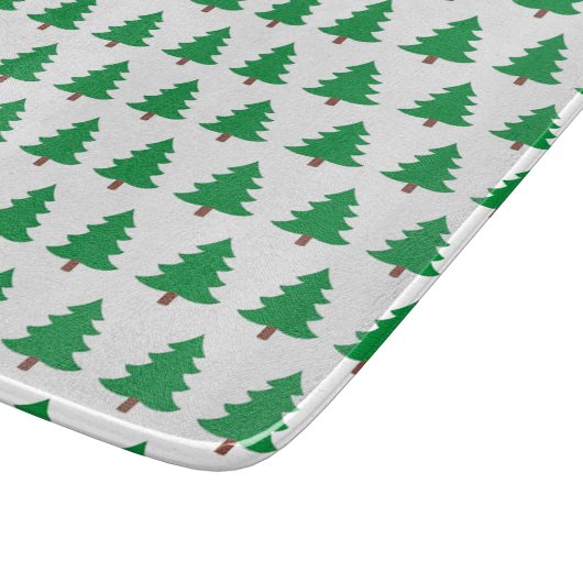 Groene en witte kerstglazen met dennenboom motief snijplank (Hoek)