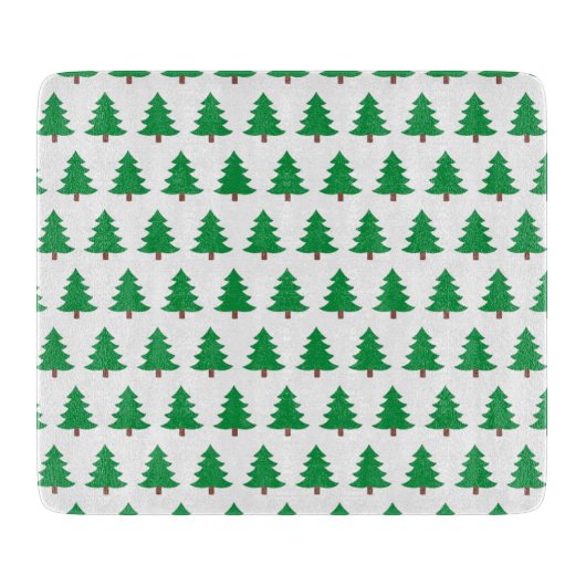 Groene en witte kerstglazen met dennenboom motief snijplank (Voorkant)