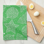 Groene en Witte Kerstkeukenhanddoeken Theedoek (Quarter Fold)