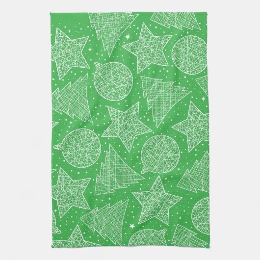 Groene en Witte Kerstkeukenhanddoeken Theedoek (Verticaal)