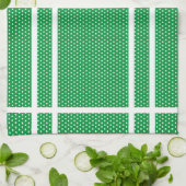 Groene en witte keukenhanddoek met polka stippen (Gevouwen)