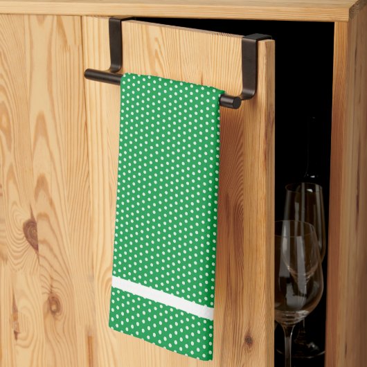 Groene en witte keukenhanddoek met polka stippen (Derde Gevouwen)