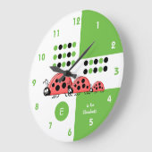 Groene en witte kinder ladyvogels met naam grote klok (Hoek)