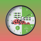 Groene en witte kinder ladyvogels met naam grote klok