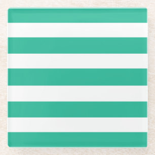 Groene en witte klapstoelstrips glazen onderzetter