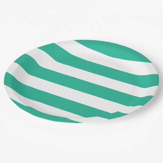 Groene en witte klapstoelstrips papieren bordje (Gekanteld)