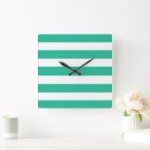 Groene en witte klapstoelstrips vierkante klok (Huis)