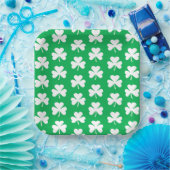 Groene en witte klaver Patroon Papieren Bordje (Feest)