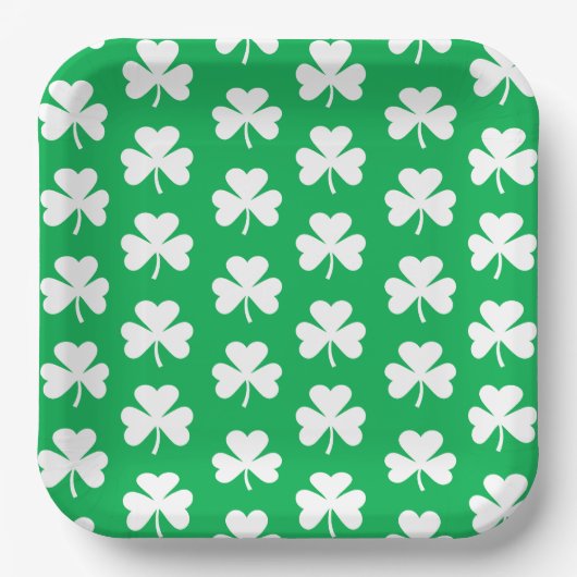 Groene en witte klaver Patroon Papieren Bordje (Voorkant)