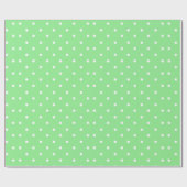 Groene en Witte Kleine Polka Dots Cadeaupapier (Vlak)