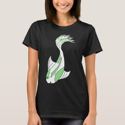 groene en witte koi t-shirt (Voorkant)