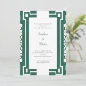 Groene en witte kunst Deco Wedding Kaart (Staand voorkant)