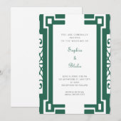 Groene en witte kunst Deco Wedding Kaart (Voorkant / Achterkant)