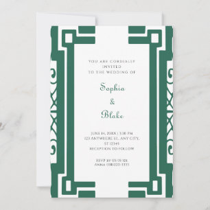 Groene en witte kunst Deco Wedding Kaart