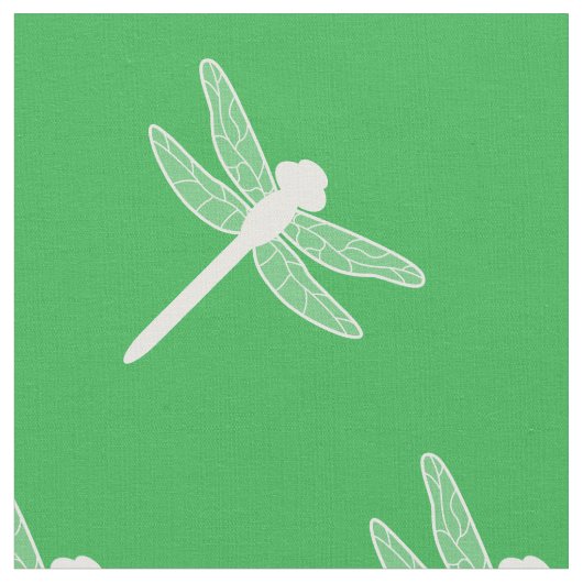 Groene en witte libel silhouet patroon stof (Close Up)