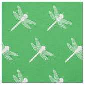 Groene en witte libel silhouet patroon stof (Swatch)
