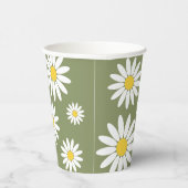 Groene en Witte Madelief Papieren Bekers (Rechts)