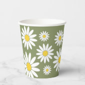 Groene en Witte Madelief Papieren Bekers (Voorkant)