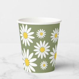 Groene en Witte Madelief Papieren Bekers