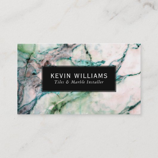 Groene en witte marmer Stone textuur Visitekaartje (Voorkant)