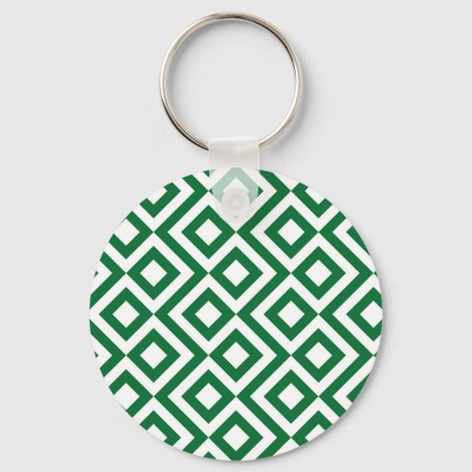 Groene en Witte Meander Sleutelhanger (Voorkant)