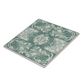 Groene en witte mediterrane keramische Tegel Tegeltje (Zijkant)