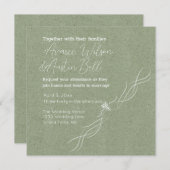 Groene en witte minimalistische bruiloft kaart (Voorkant / Achterkant)