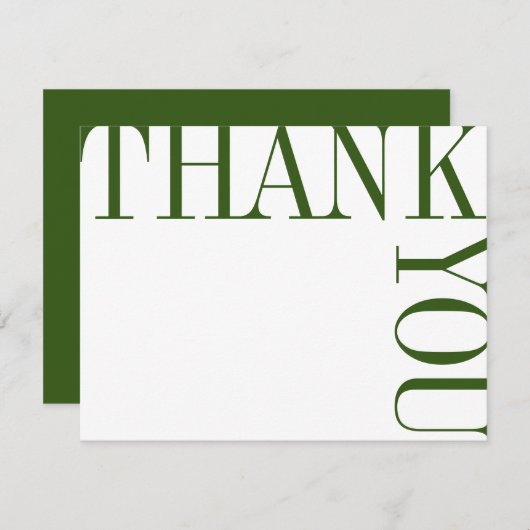 Groene en Witte Moderne Grote Tekst Bedankt Opmerk (Voorkant / Achterkant)